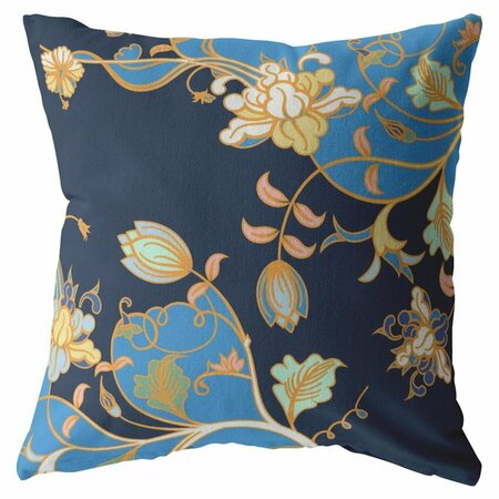 HOMEROOTS 18 in. Navy Blue Garden Indoor & Outdoor Zippered Throw Pillow 412714